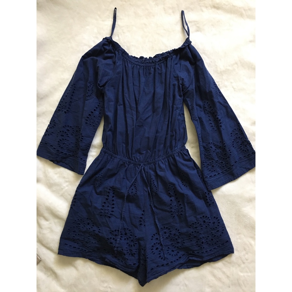 Navy Blue Romper w/ Open Shoulder & Straps